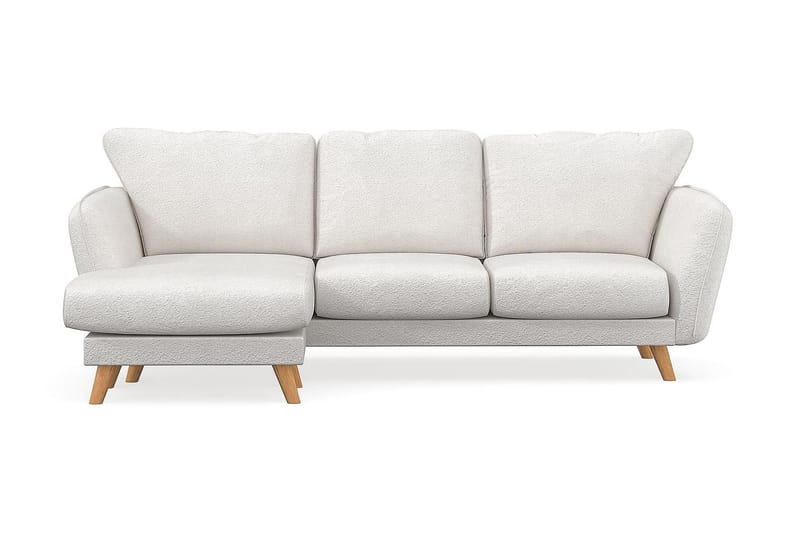 Trend Lyx 3-seters Venstrevendt L-formet Sjeselongsofa i Bouclé - Hvit - Møbler - Sofaer - Sofa med sjeselong - 4 seters sofa med divan