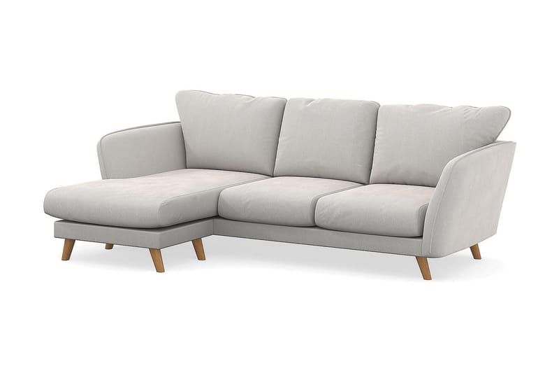 Trend Lyx 3-seters Venstrevendt L-formet Sjeselongsofa i Fløyel - Kremhvit - Møbler - Sofaer - Sofa med sjeselong - 4 seters sofa med divan
