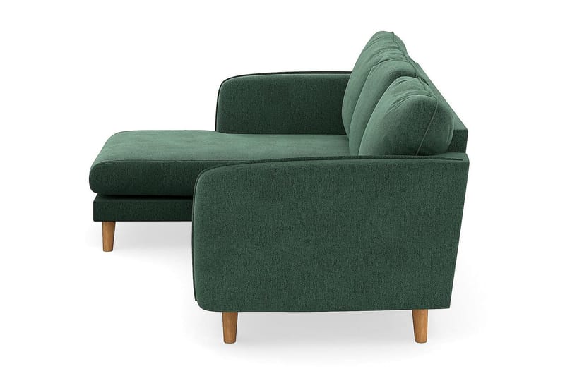 Trend Lyx 3-seters Venstrevendt L-formet Sjeselongsofa i Fløyel - Mørkegrønn - Møbler - Sofaer - Sofa med sjeselong - 4 seters sofa med divan