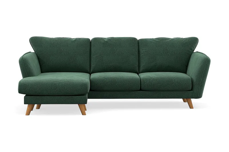 Trend Lyx 3-seters Venstrevendt L-formet Sjeselongsofa i Fløyel - Mørkegrønn - Møbler - Sofaer - Sofa med sjeselong - 4 seters sofa med divan