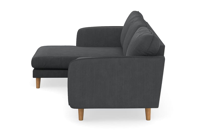 Trend Lyx 3-seters Venstrevendt L-formet Sjeselongsofa i Manchester - Mørk grå - Møbler - Sofaer - Sofa med sjeselong - 4 seters sofa med divan