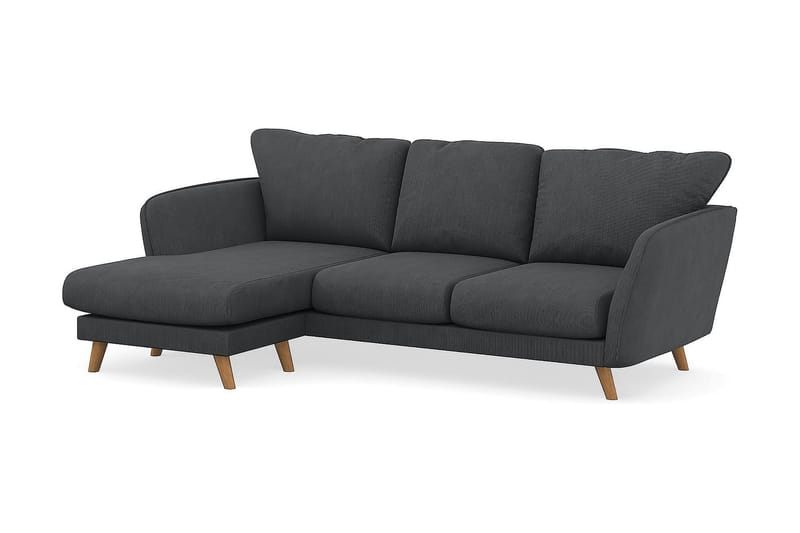 Trend Lyx 3-seters Venstrevendt L-formet Sjeselongsofa i Manchester - Mørk grå - Møbler - Sofaer - Sofa med sjeselong - 4 seters sofa med divan