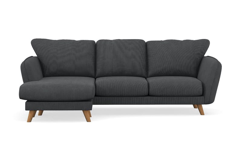 Trend Lyx 3-seters Venstrevendt L-formet Sjeselongsofa i Manchester - Mørk grå - Møbler - Sofaer - Sofa med sjeselong - 4 seters sofa med divan