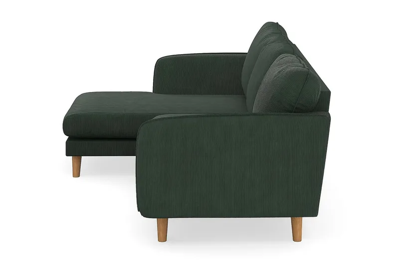 Trend Lyx 3-seters Venstrevendt L-formet Sjeselongsofa i Manchester - Mørkegrønn - Møbler - Sofaer - Sofa med sjeselong - 4 seters sofa med divan