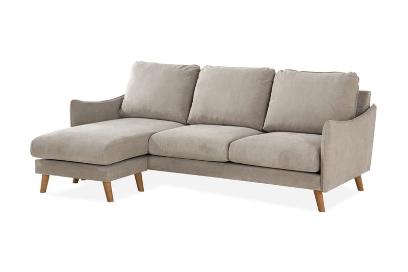 Trend Lyx 3-seters Venstrevendt L-formet Sjeselongsofa i Stoff - Beige - Møbler - Sofaer - Sofa med sjeselong - 4 seters sofa med divan