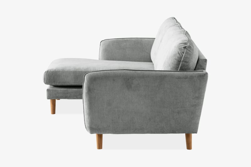 Trend Lyx 3-seters Venstrevendt L-formet Sjeselongsofa i Stoff - Grå - Møbler - Sofaer - Sofa med sjeselong - 4 seters sofa med divan