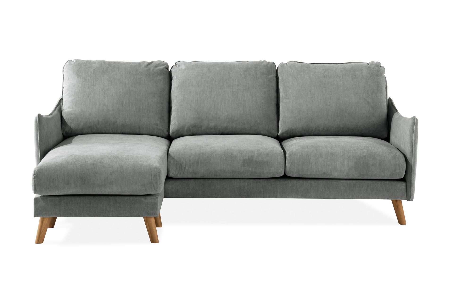 Trend Lyx 3-seters Venstrevendt L-formet Sjeselongsofa i Stoff - Grå