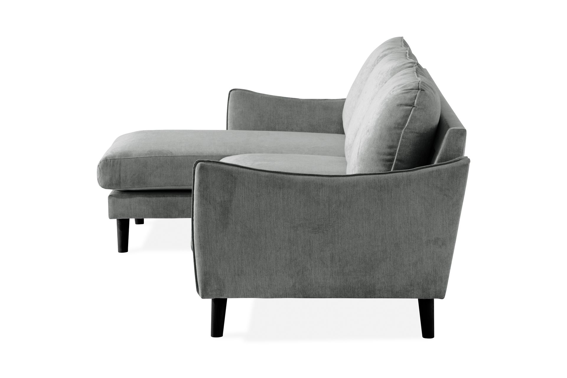 Trend Lyx 3-seters Venstrevendt L-formet Sjeselongsofa i Stoff - Grå - Møbler - Sofaer - Sofa med sjeselong