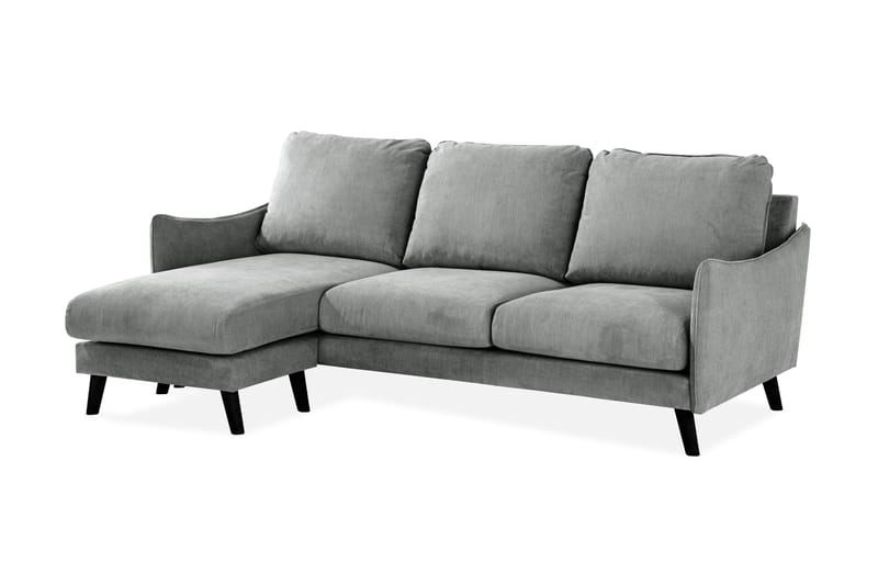 Trend Lyx 3-seters Venstrevendt L-formet Sjeselongsofa i Stoff - Grå - Møbler - Sofaer - Sofa med sjeselong
