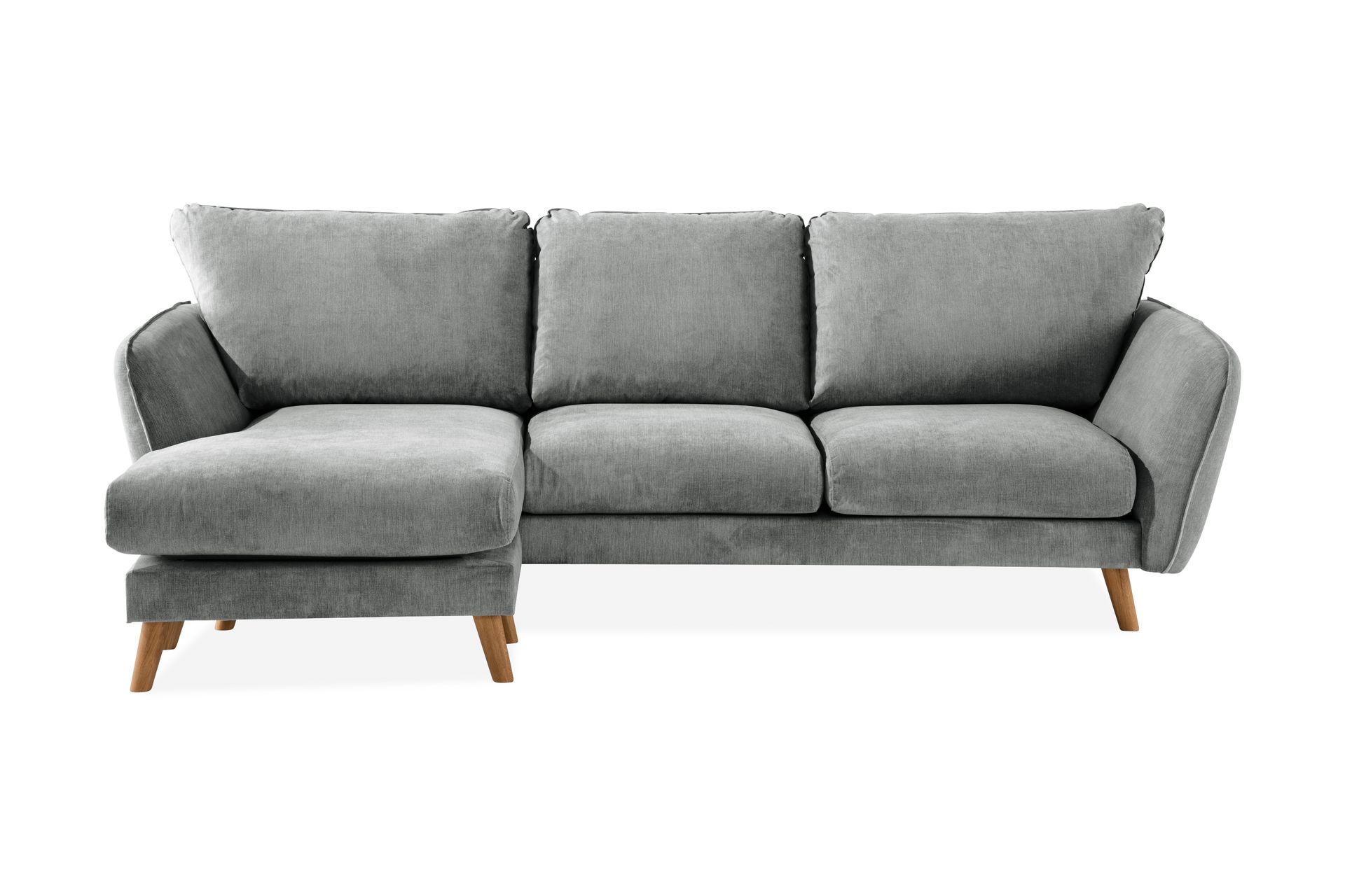 Trend Lyx 3-seters Venstrevendt L-formet Sjeselongsofa i Stoff - Grå - Møbler - Sofaer - Sofa med sjeselong