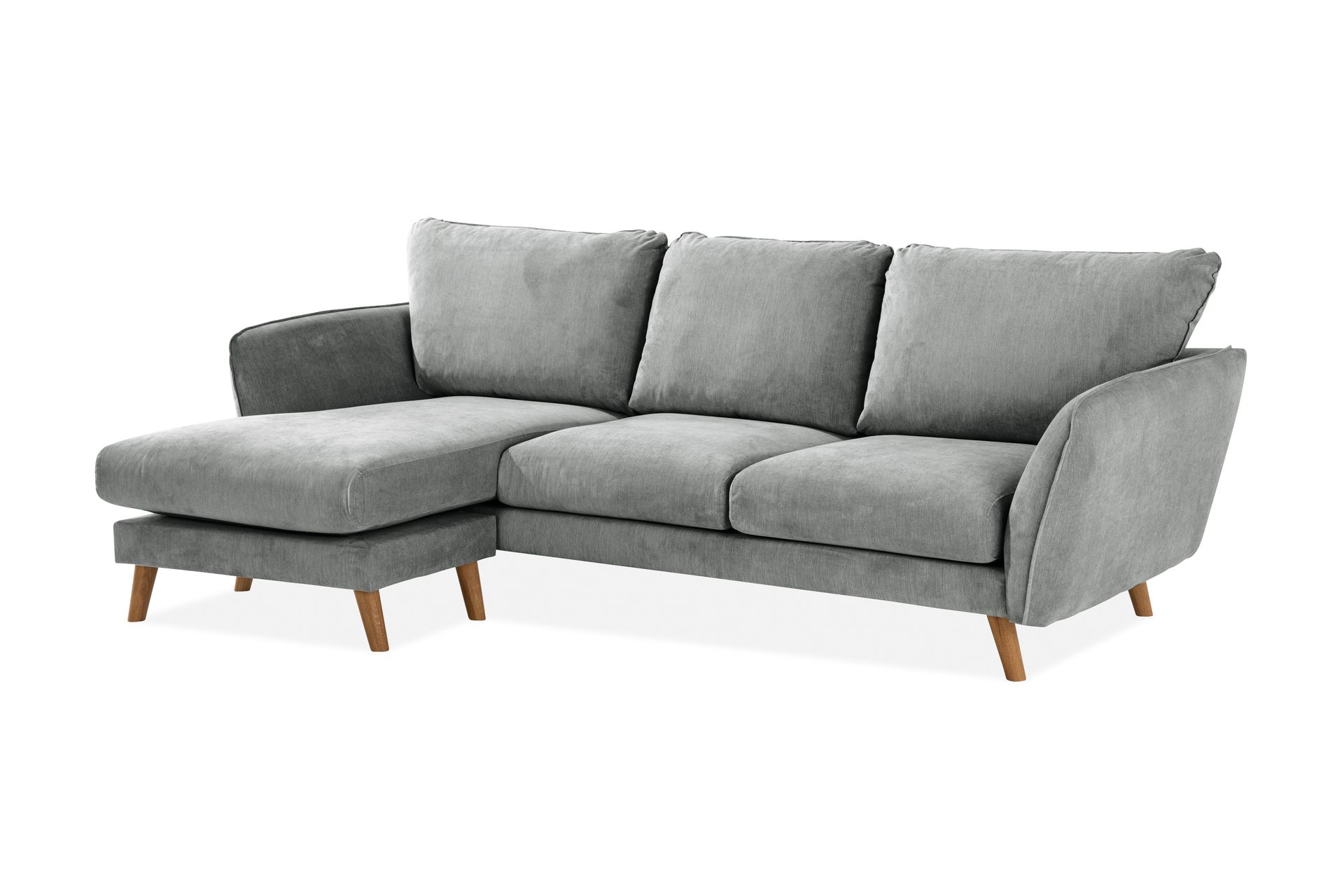 Trend Lyx 3-seters Venstrevendt L-formet Sjeselongsofa i Stoff - Grå - Møbler - Sofaer - Sofa med sjeselong