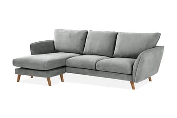 Trend Lyx 3-seters Venstrevendt L-formet Sjeselongsofa i Stoff - Grå - Møbler - Sofaer - Sofa med sjeselong