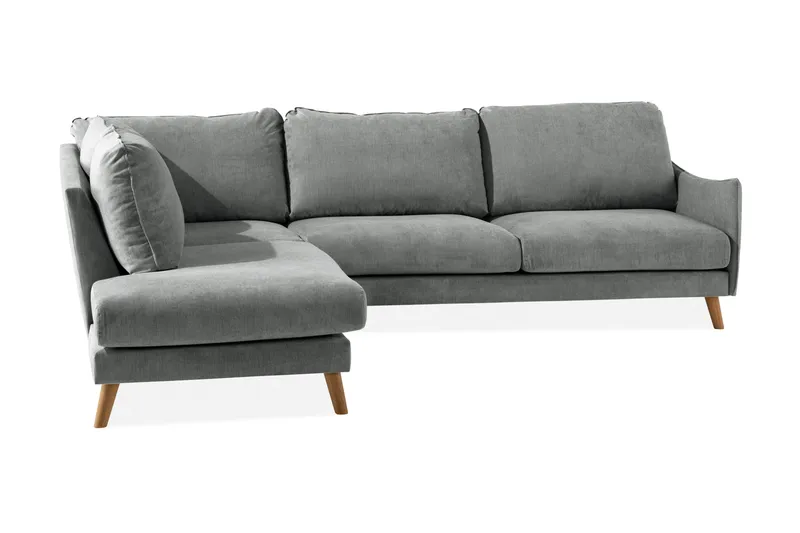 Trend Lyx 3-seters Venstrevendt L-formet Sjeselongsofa i Stoff - Grå - Møbler - Sofaer - Sofa med sjeselong - 4 seters sofa med divan