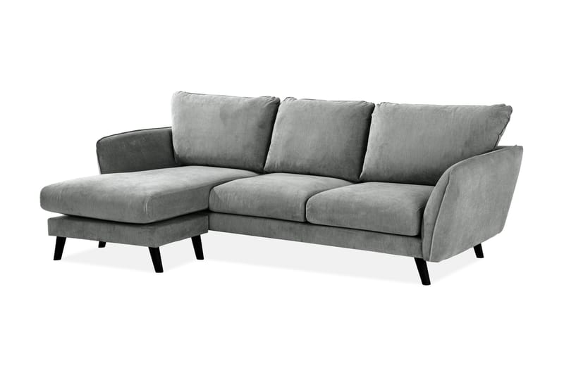 Trend Lyx 3-seters Venstrevendt L-formet Sjeselongsofa i Stoff - Grå - Møbler - Sofaer - Sofa med sjeselong - 4 seters sofa med divan