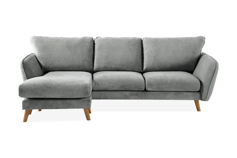 Trend Lyx 3-seters Venstrevendt L-formet Sjeselongsofa i Stoff - Grå - Møbler - Sofaer - Sofa med sjeselong - 4 seters sofa med divan
