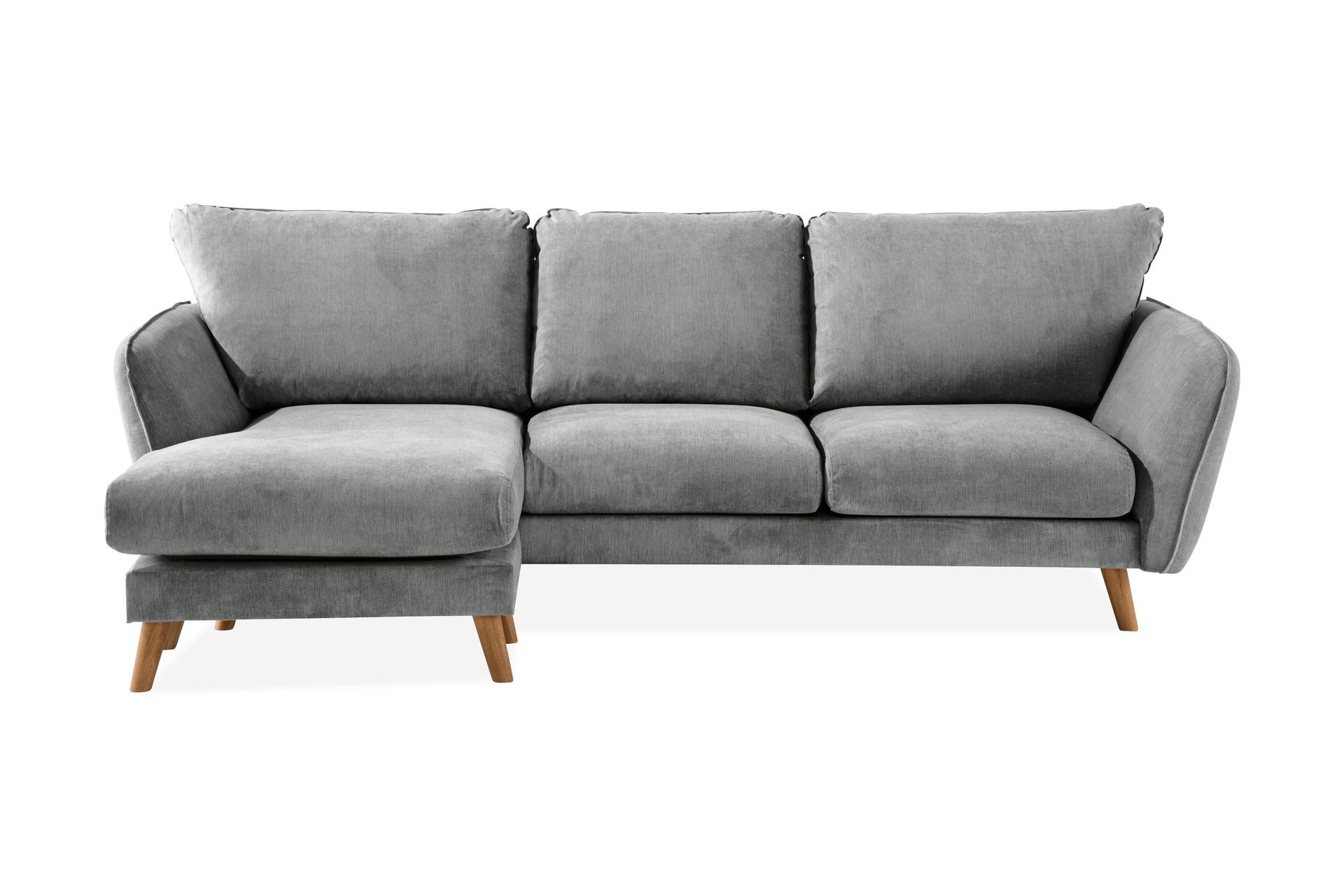 Trend Lyx 3-seters Venstrevendt L-formet Sjeselongsofa i Stoff - Grå