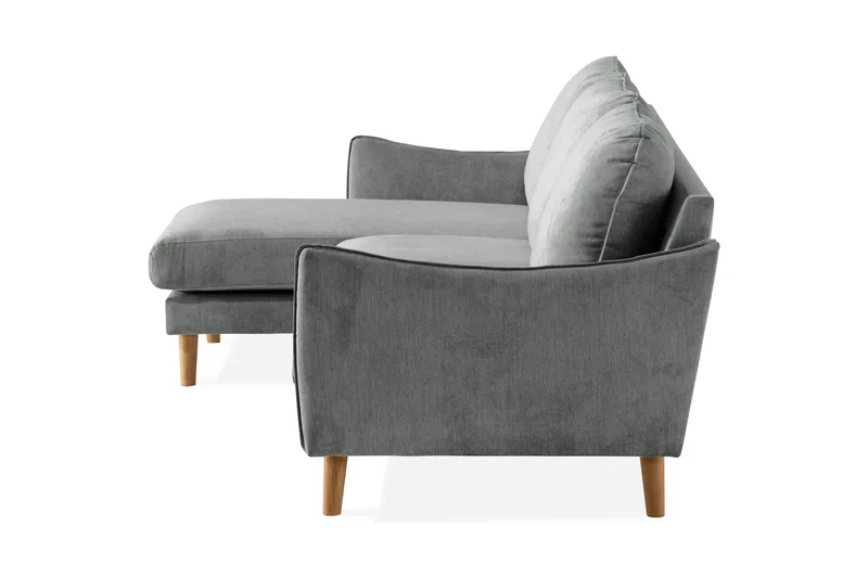 Trend Lyx 3-seters Venstrevendt L-formet Sjeselongsofa i Stoff - Grå - Møbler - Sofaer - Sofa med sjeselong - 4 seters sofa med divan