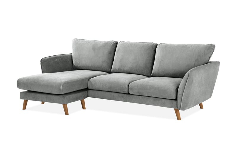 Trend Lyx 3-seters Venstrevendt L-formet Sjeselongsofa i Stoff - Grå - Møbler - Sofaer - Sofa med sjeselong - 4 seters sofa med divan
