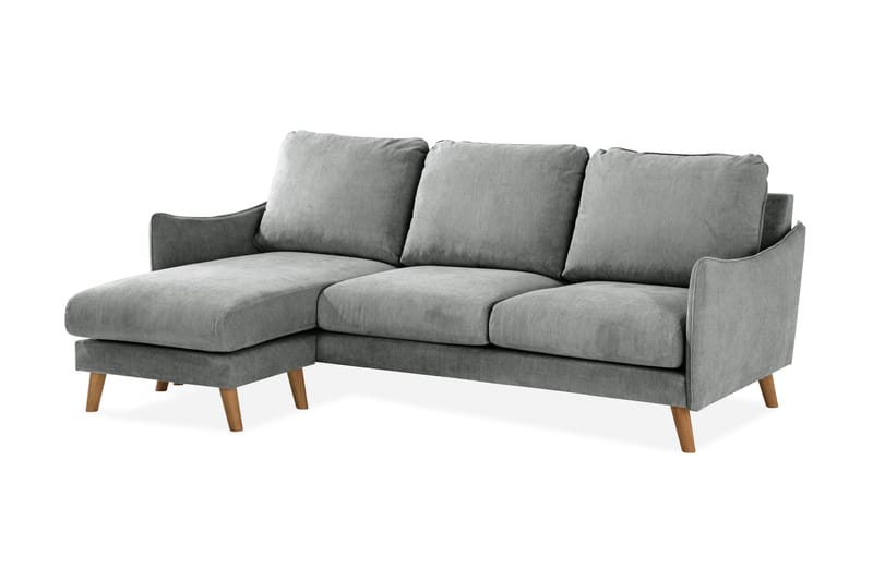 Trend Lyx 3-seters Venstrevendt L-formet Sjeselongsofa i Stoff - Grå - Møbler - Sofaer - Sofa med sjeselong - 4 seters sofa med divan