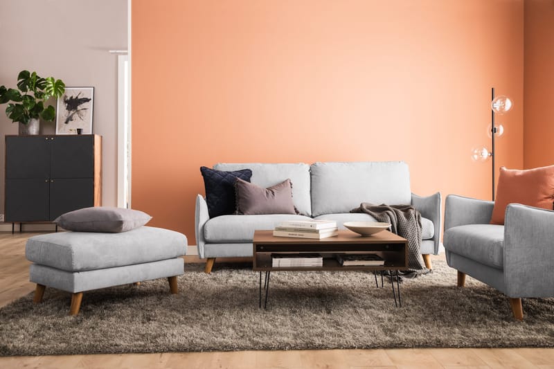 Trend Lyx 3-seters Venstrevendt L-formet Sjeselongsofa i Stoff - Lys grå - Møbler - Sofaer - Sofa med sjeselong - 4 seters sofa med divan