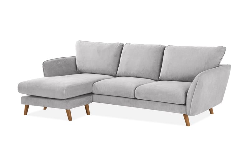 Trend Lyx 3-seters Venstrevendt L-formet Sjeselongsofa i Stoff - Lys grå - Møbler - Sofaer - Sofa med sjeselong - 4 seters sofa med divan