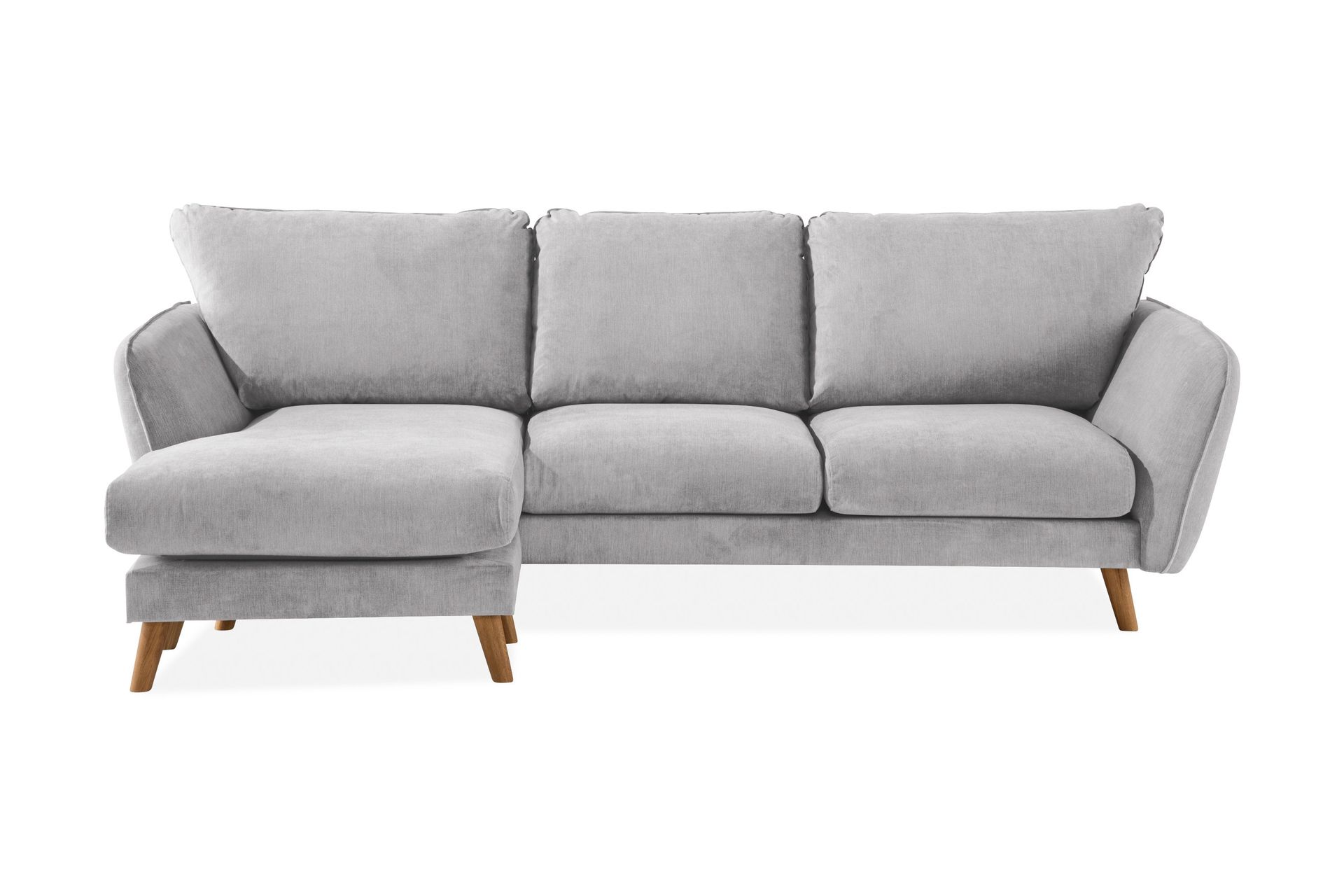 Trend Lyx 3-seters Venstrevendt L-formet Sjeselongsofa i Stoff - Lys grå