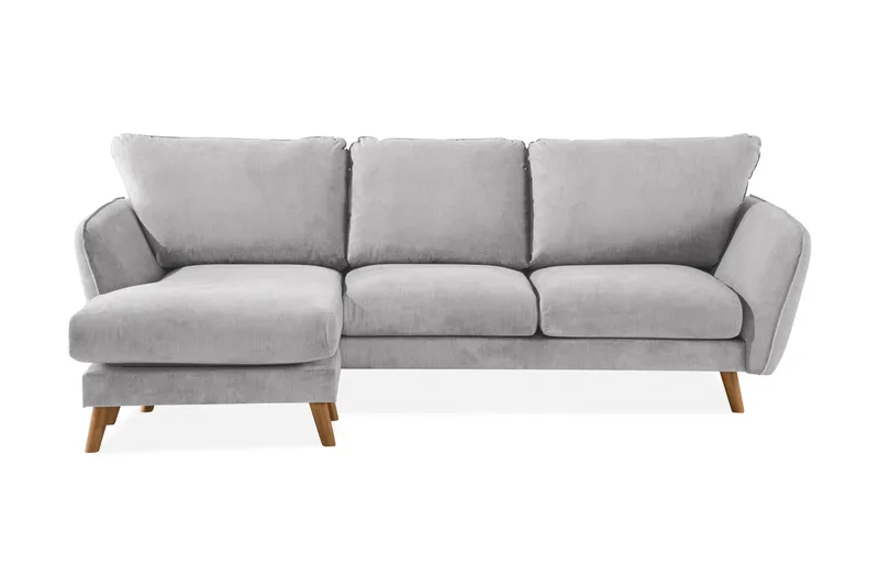 Trend Lyx 3-seters Venstrevendt L-formet Sjeselongsofa i Stoff - Lys grå - Møbler - Sofaer - Sofa med sjeselong - 4 seters sofa med divan