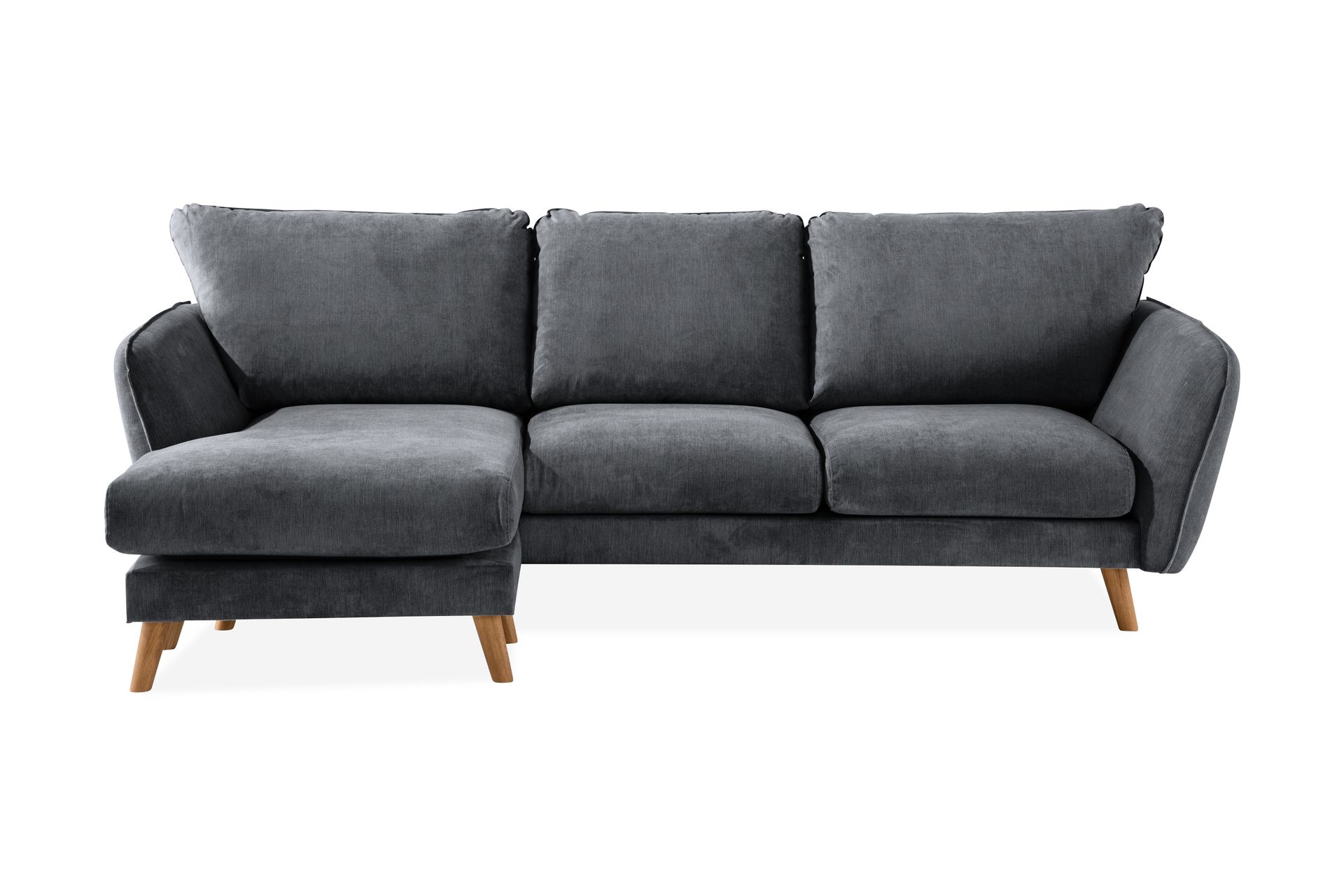 Trend Lyx 3-seters Venstrevendt L-formet Sjeselongsofa i Stoff - Mørk grå - Møbler - Sofaer - Sofa med sjeselong