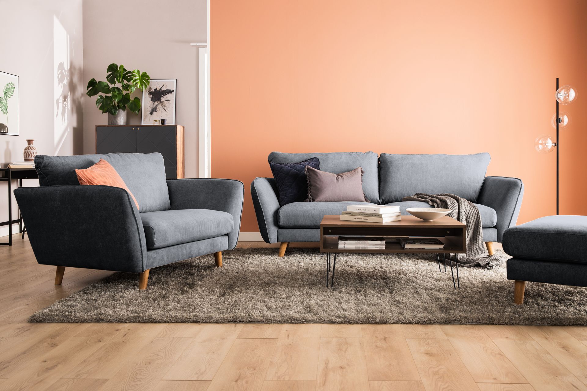 Trend Lyx 3-seters Venstrevendt L-formet Sjeselongsofa i Stoff - Mørk grå - Møbler - Sofaer - Sofa med sjeselong