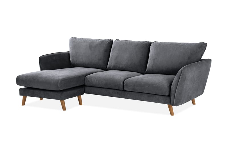 Trend Lyx 3-seters Venstrevendt L-formet Sjeselongsofa i Stoff - Mørk grå - Møbler - Sofaer - Sofa med sjeselong - 4 seters sofa med divan