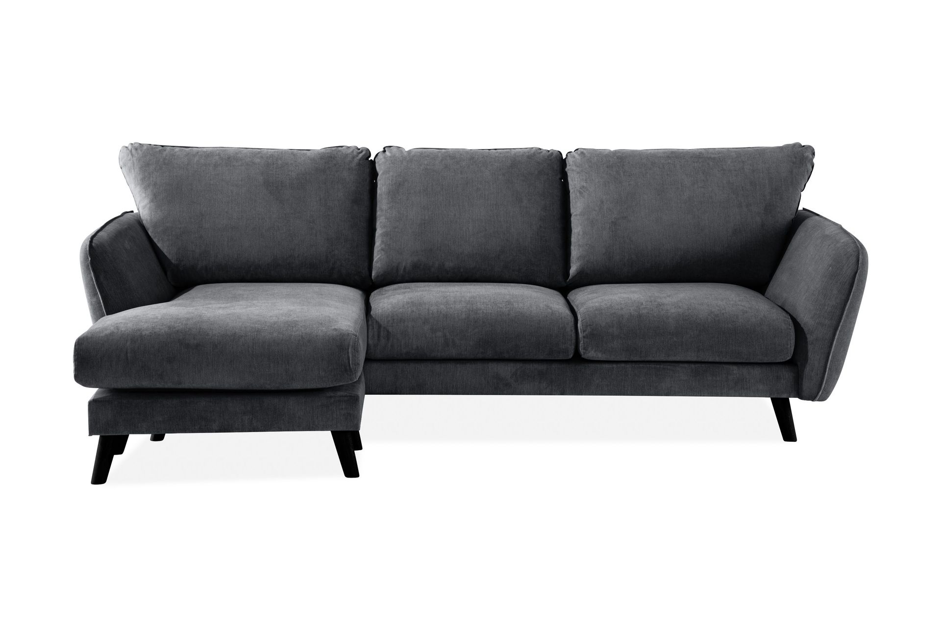 Trend Lyx 3-seters Venstrevendt L-formet Sjeselongsofa i Stoff - Mørk grå
