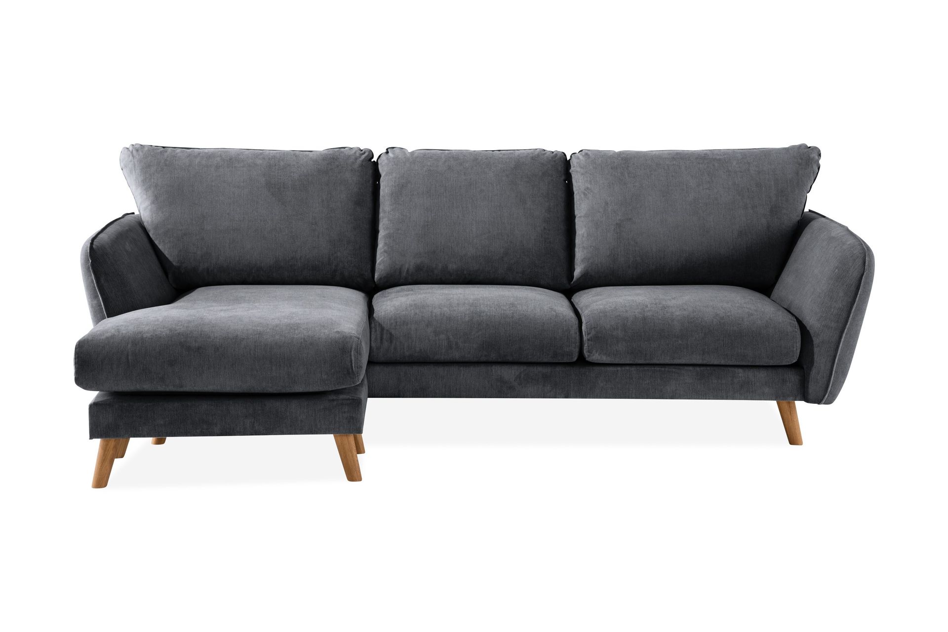 Trend Lyx 3-seters Venstrevendt L-formet Sjeselongsofa i Stoff - Mørk grå