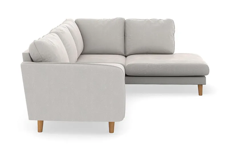 Trend Lyx 4-seters Høyrevendt L-formet Sjeselongsofa i Fløyel - Kremhvit - Møbler - Sofaer - Sofa med sjeselong - 4 seters sofa med divan