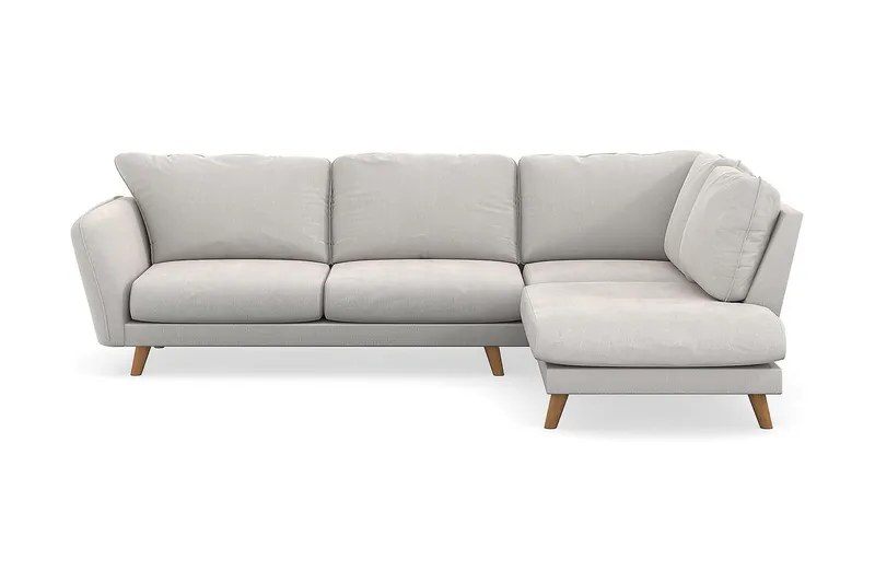 Trend Lyx 4-seters Høyrevendt L-formet Sjeselongsofa i Fløyel - Kremhvit - Møbler - Sofaer - Sofa med sjeselong - 4 seters sofa med divan