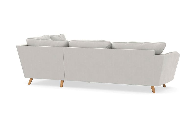 Trend Lyx 4-seters Høyrevendt L-formet Sjeselongsofa i Fløyel - Kremhvit - Møbler - Sofaer - Sofa med sjeselong - 4 seters sofa med divan