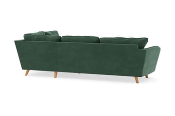 Trend Lyx 4-seters Høyrevendt L-formet Sjeselongsofa i Fløyel - Mørkegrønn - Møbler - Sofaer - Sofa med sjeselong