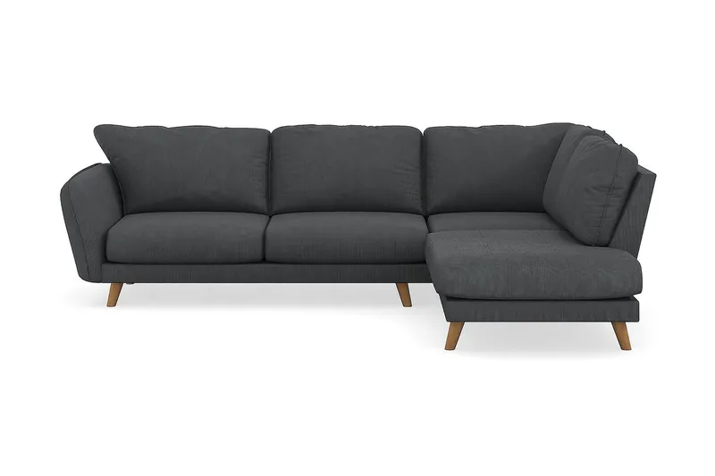 Trend Lyx 4-seters Høyrevendt L-formet Sjeselongsofa i Manchester - Mørk grå - Møbler - Sofaer - Sofa med sjeselong - 4 seters sofa med divan