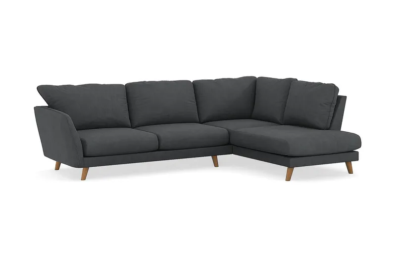 Trend Lyx 4-seters Høyrevendt L-formet Sjeselongsofa i Manchester - Mørk grå - Møbler - Sofaer - Sofa med sjeselong - 4 seters sofa med divan