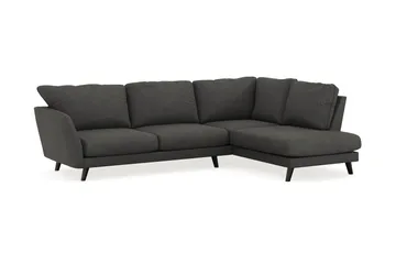 Trend Lyx 4-seters Høyrevendt L-formet Sjeselongsofa i Manchester - Mørkegrå - Møbler - Sofaer - Sofa med sjeselong