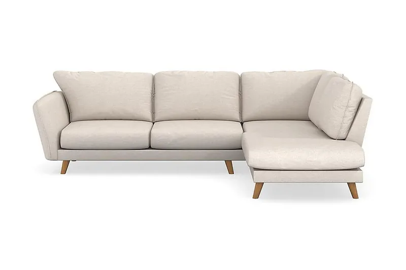Trend Lyx 4-seters Høyrevendt L-formet Sjeselongsofa i Stoff - Beige - Møbler - Sofaer - Sofa med sjeselong - 4 seters sofa med divan