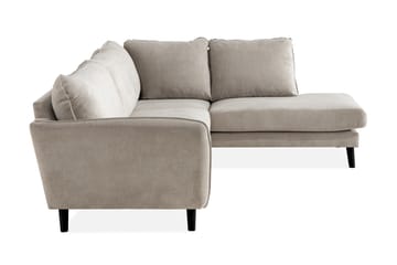 Trend Lyx 4-seters Høyrevendt L-formet Sjeselongsofa i Stoff - Beige - Møbler - Sofaer - Sofa med sjeselong