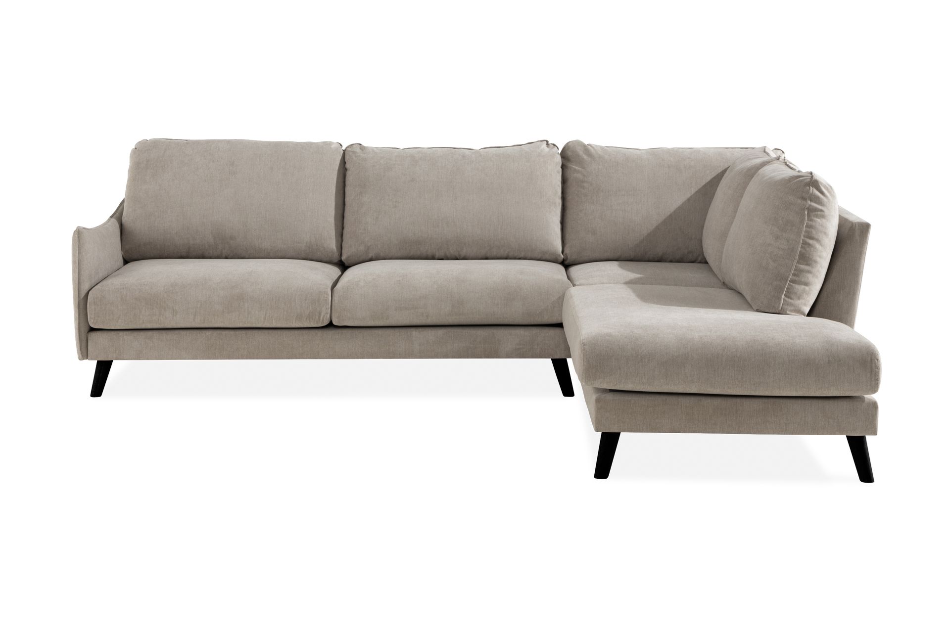 Trend Lyx 4-seters Høyrevendt L-formet Sjeselongsofa i Stoff - Beige - Møbler - Sofaer - Sofa med sjeselong