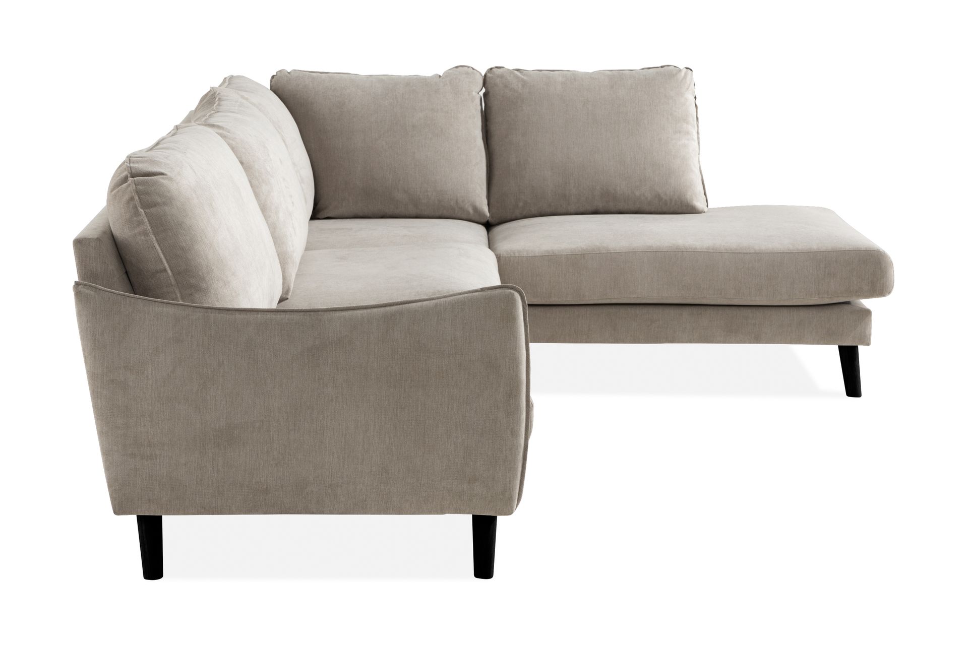 Trend Lyx 4-seters Høyrevendt L-formet Sjeselongsofa i Stoff - Beige - Møbler - Sofaer - Sofa med sjeselong