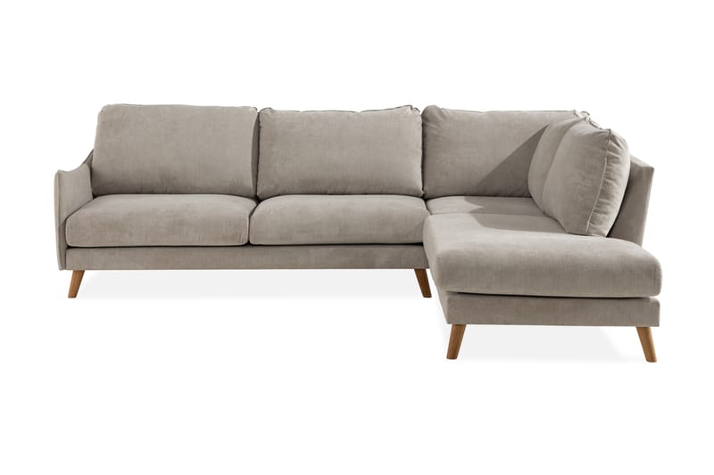 Trend Lyx 4-seters Høyrevendt L-formet Sjeselongsofa i Stoff - Beige - Møbler - Sofaer - Sofa med sjeselong
