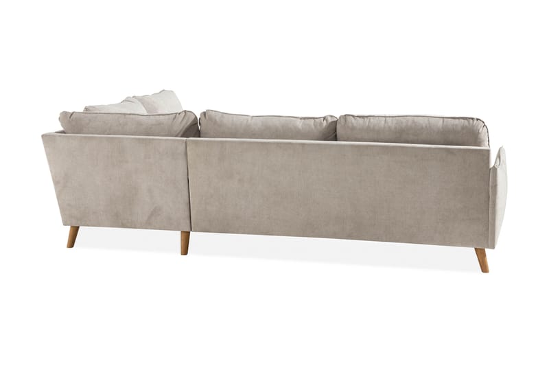Trend Lyx 4-seters Høyrevendt L-formet Sjeselongsofa i Stoff - Beige - Møbler - Sofaer - Sofa med sjeselong