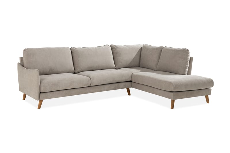 Trend Lyx 4-seters Høyrevendt L-formet Sjeselongsofa i Stoff - Beige - Møbler - Sofaer - Sofa med sjeselong