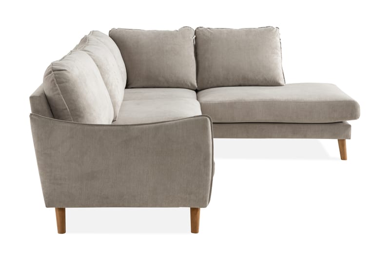 Trend Lyx 4-seters Høyrevendt L-formet Sjeselongsofa i Stoff - Beige - Møbler - Sofaer - Sofa med sjeselong