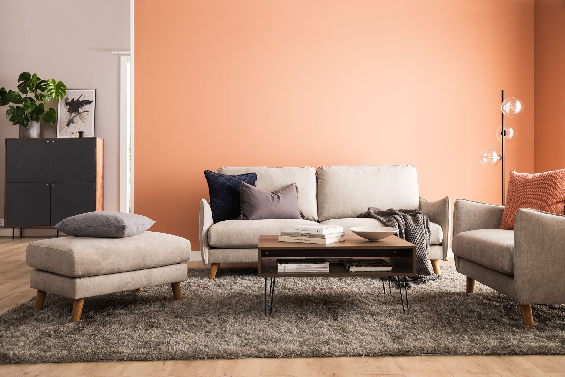 Trend Lyx 4-seters Høyrevendt L-formet Sjeselongsofa i Stoff - Beige - Møbler - Sofaer - Sofa med sjeselong