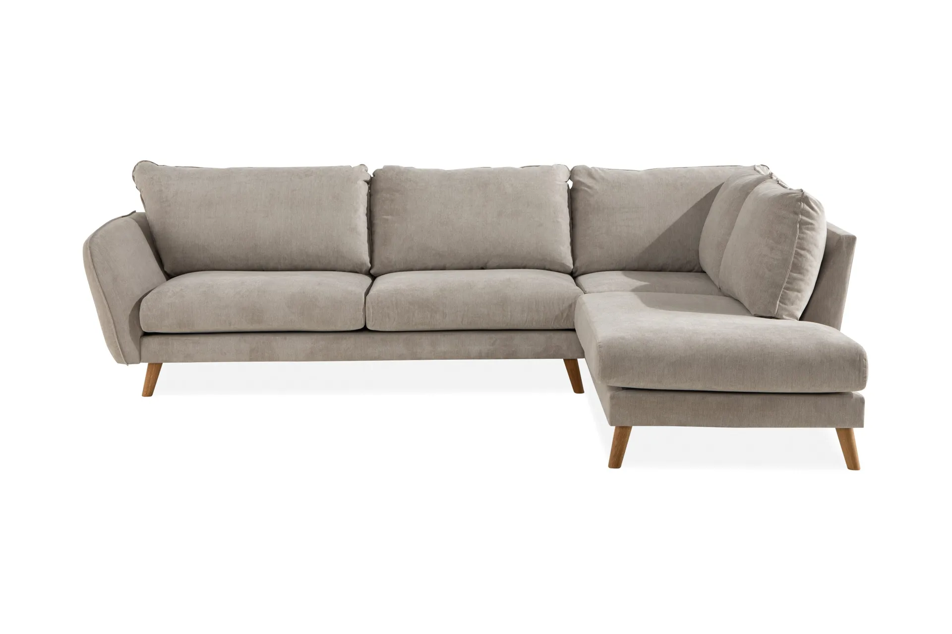 Trend Lyx 4-seters Høyrevendt L-formet Sjeselongsofa i Stoff - Beige