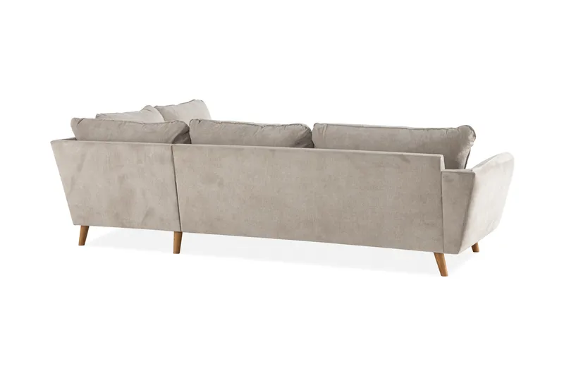 Trend Lyx 4-seters Høyrevendt L-formet Sjeselongsofa i Stoff - Beige - Møbler - Sofaer - Sofa med sjeselong - 4 seters sofa med divan